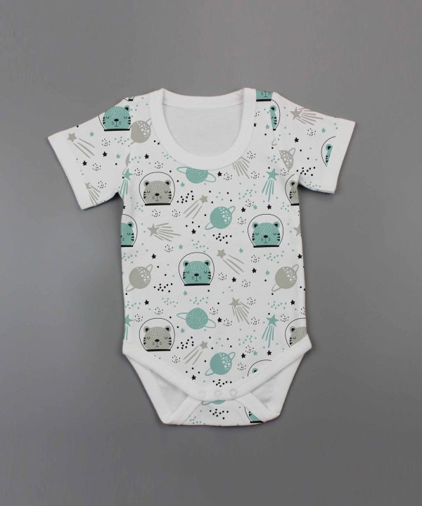 Astronaut Cat Half Sleeve Bodysuit-imababywear