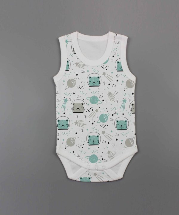 Astronaut Cat Sleeveless Bodysuit-imababywear