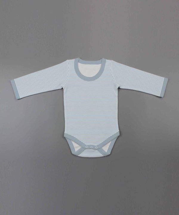 Cool Blue Stripes Full Sleeve Bodysuit-imababywear