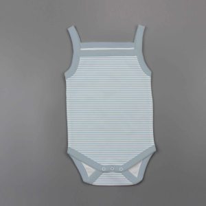 Cool Blue Stripes Strapy Bodysuit -imababywear