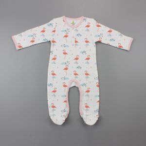 Caribbean Flamingo Button Growsuit-imababywear