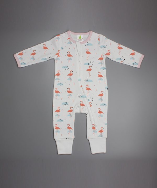 Caribbean Flamingo Long sleeve Zipsuit-imababywear