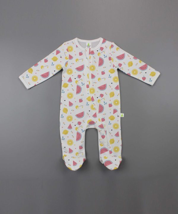 Citrus Melon Long Sleeve Zipsuit With Feet - imababywear