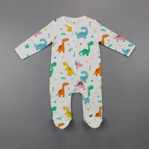 Dino Land Zipsuit Long Sleeve with Feet-imababywear