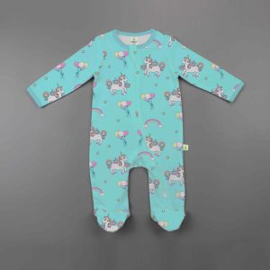 Unicorn Fantasy Long Sleeve Zipsuit with Feet-imababywear