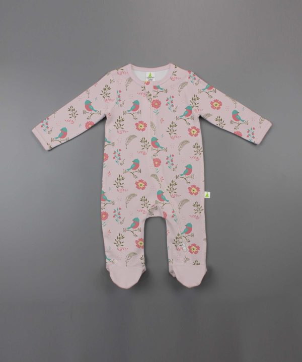 Floral Garden Long Sleeve Zipsuit With Feet - imababywear