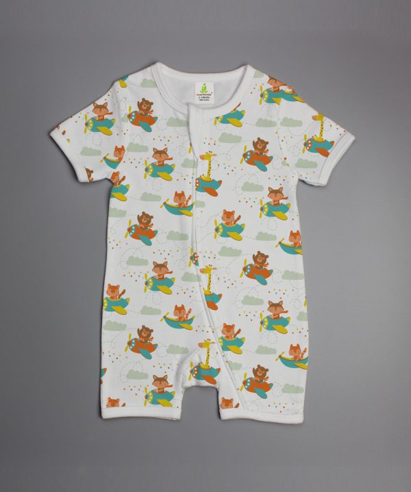 Flying squad short sleeve zipsuit-imababywear