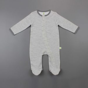 Granite Stripes Long Sleeve Zipsuit With Feet - imababywear