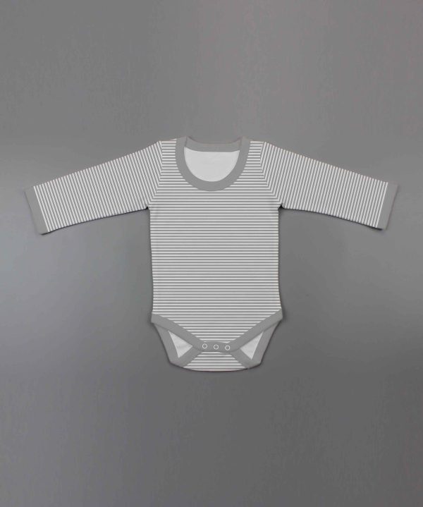 Grey Stripes Full Sleeve Bodysuit-imababywear