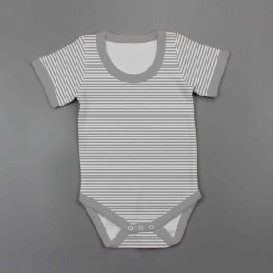 Grey Stripes Half Sleeve Bodysuit-imababywear