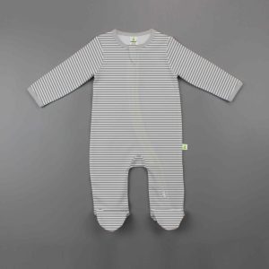 Grey Stripes Long Sleeve Zipsuit with Feet-imababywear