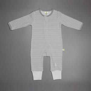 Grey Stripes Long Sleeve Zipsuit-imababywear