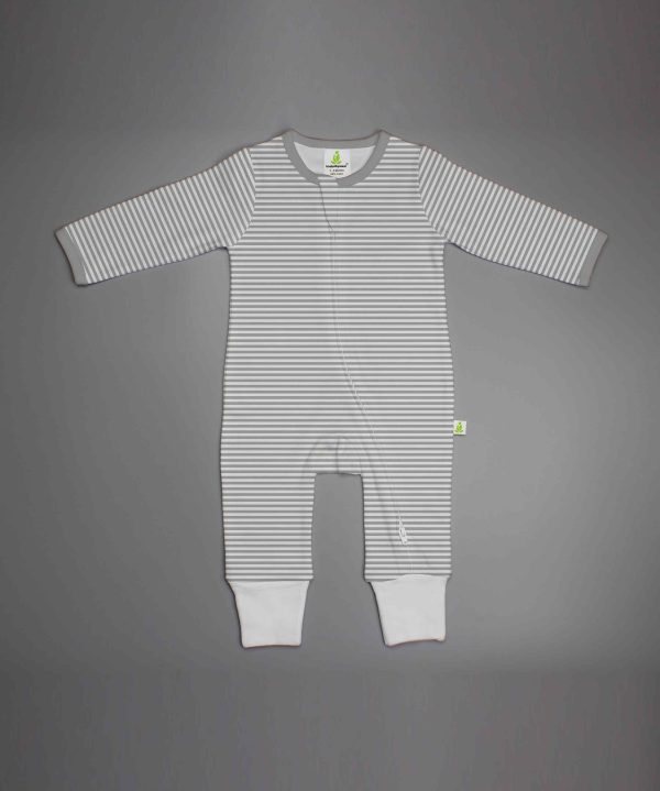 Grey Stripes Long Sleeve Zipsuit-imababywear