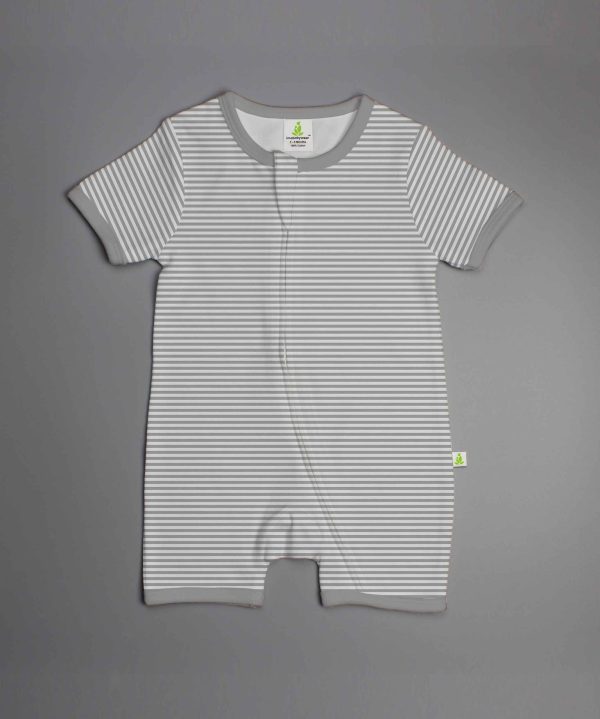 Grey Stripes Shortsleeve Zipsuit-imababywear