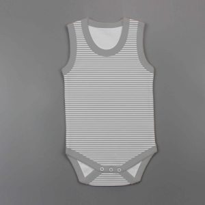 Grey Stripes Sleeveless Bodysuit-imababywear