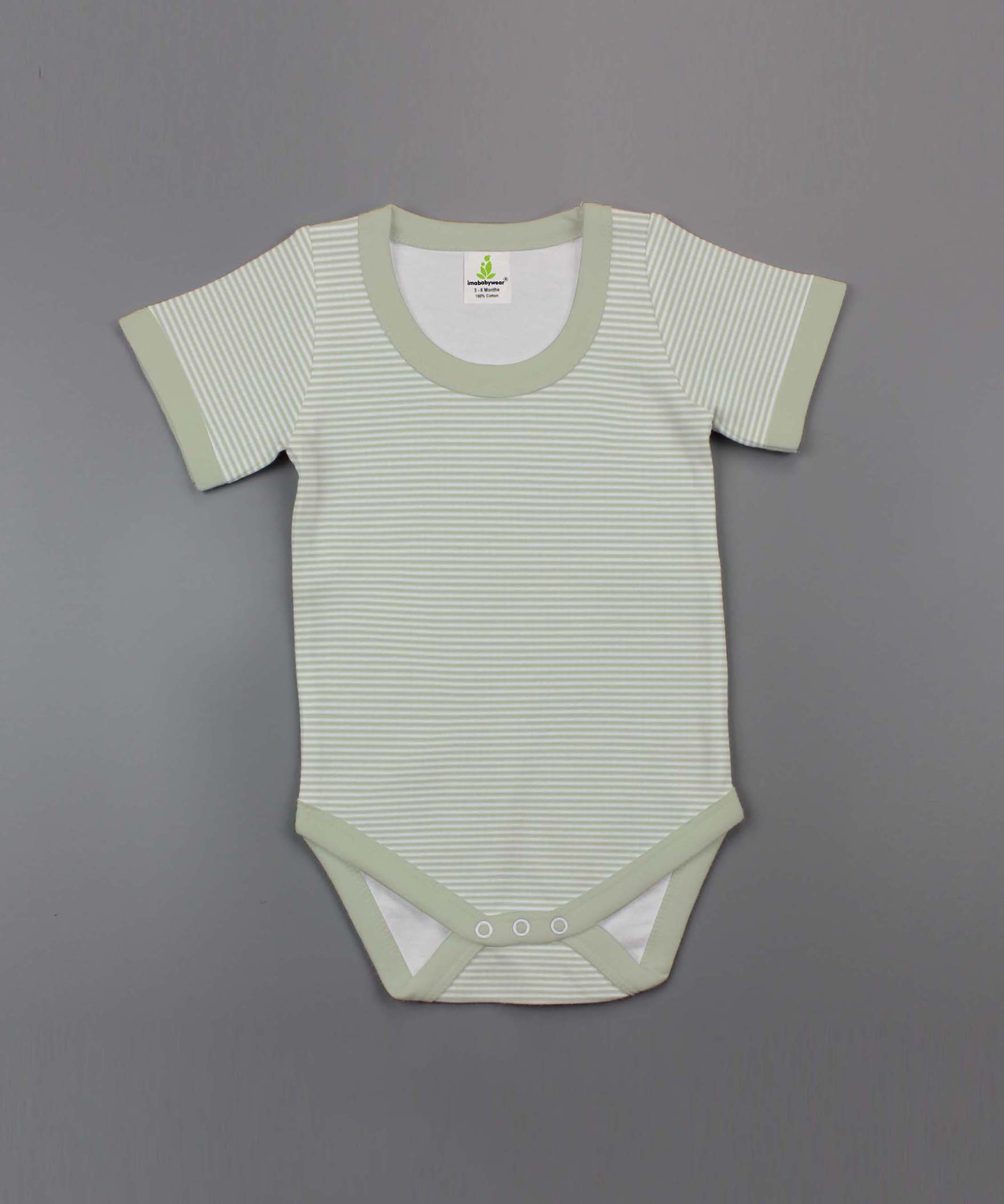 Olive Green Stripes Half Sleeve Bodysuit – PoleStar Garments