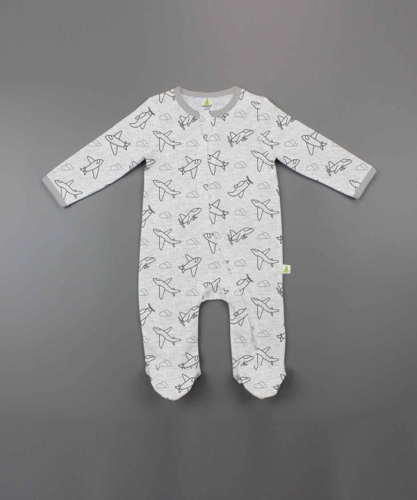 Happy Flight Long Sleeve Zipsuit with Feet-imababywear