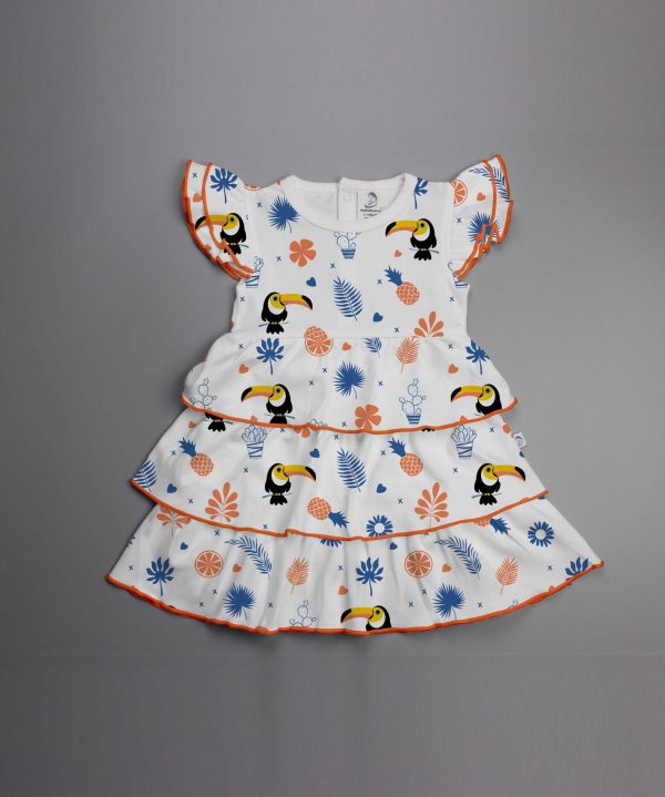 Toucan Forest Knitted Peterpan Dress-imababywear