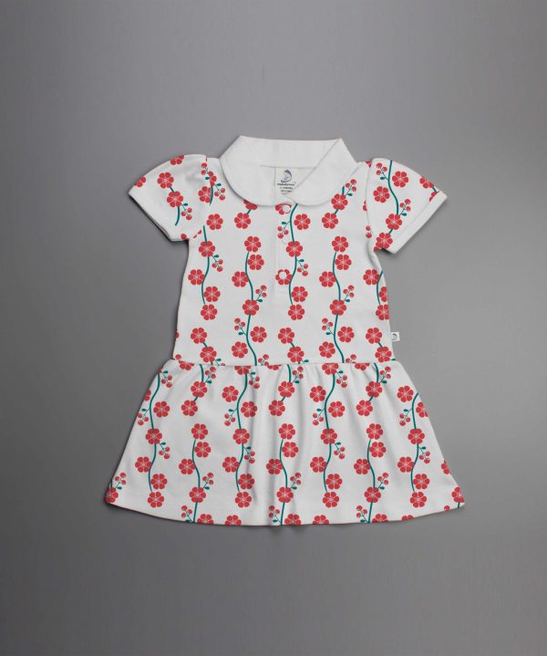 Red Blossom Knitted Peterpan Dress-imababywear