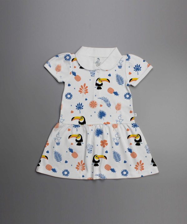 Toucan Forest Knitted Peterpan Dress-imababywear