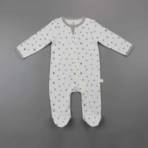 Little Stars Long Sleeve Zipsuit with Feet-imababywear