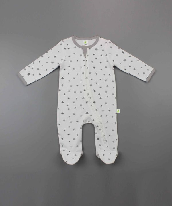 Little Stars Long Sleeve Zipsuit with Feet-imababywear