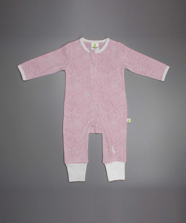 Pink Marl Long Sleeve Zipsuit- imababywear