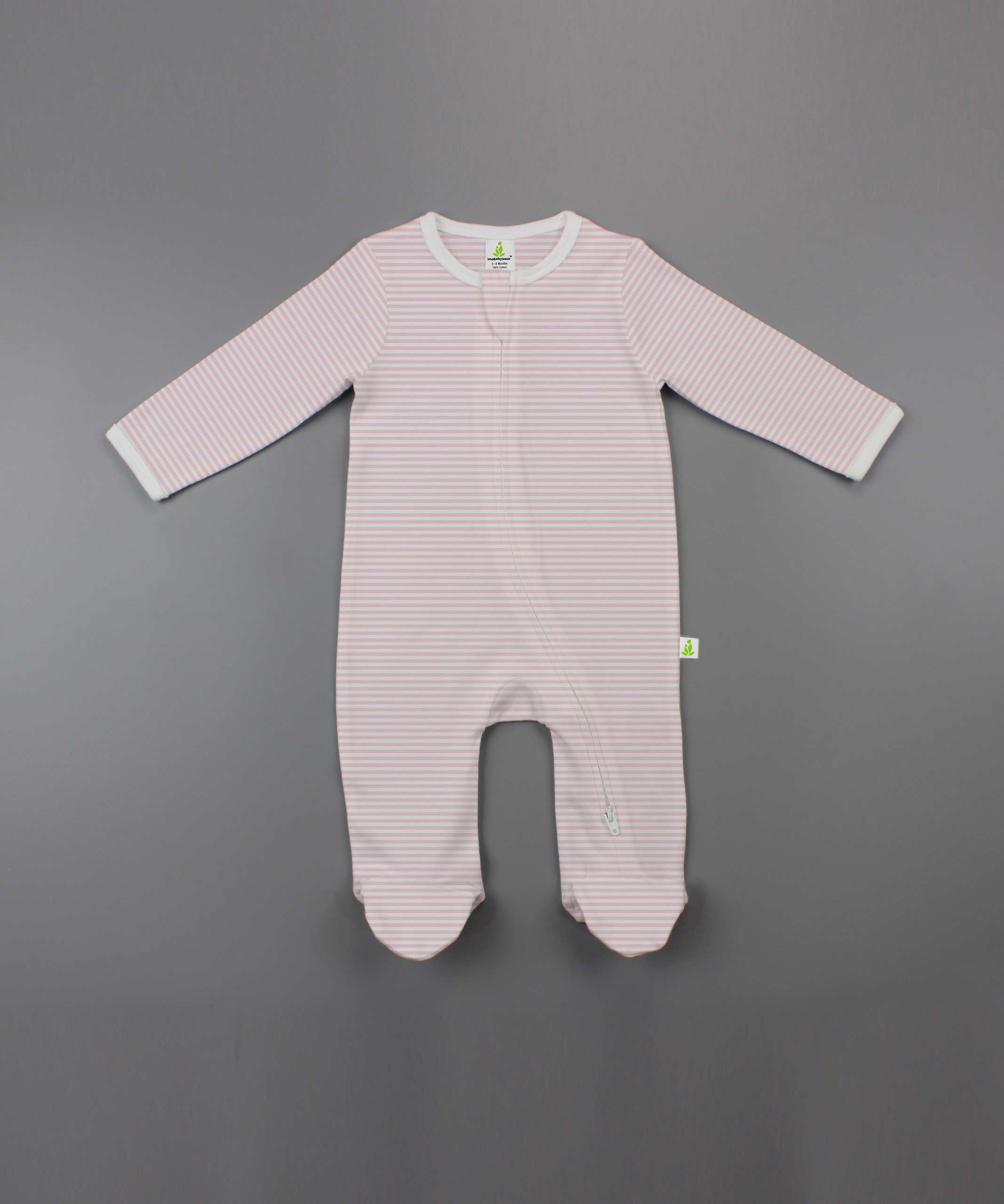 Pink Stripes Long Sleeve Zipsuit With Feet – PoleStar Garments