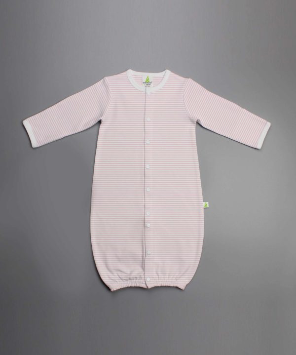 Pink Stripes Convertible Sleepsuit - imababywear