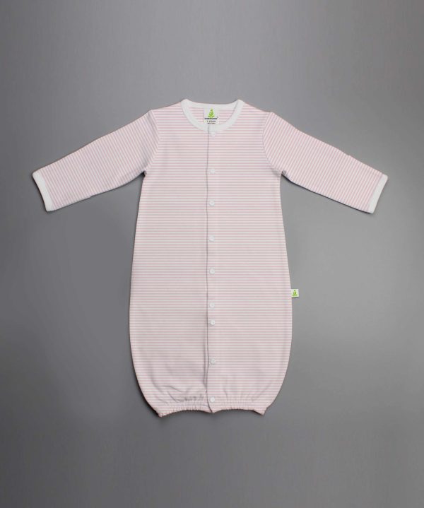 Pink Stripes Convertible Sleepsuit - imababywear