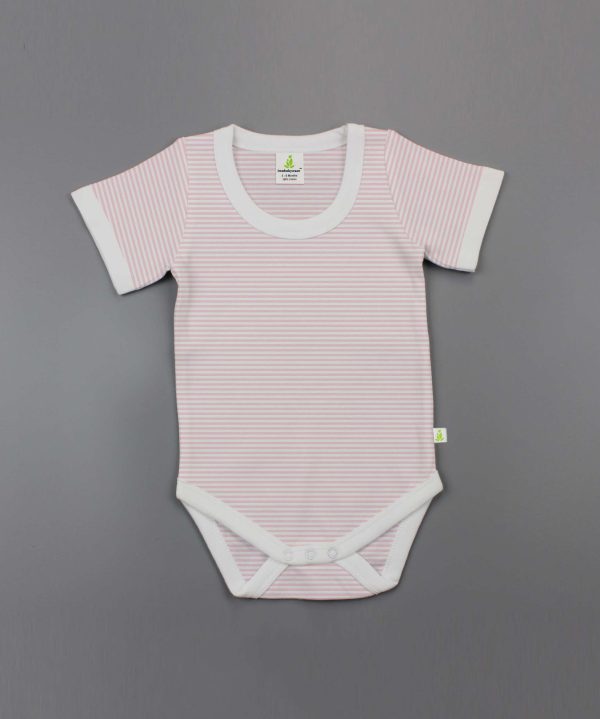 Pink Stripes Half Sleeve Bodysuit - imababywear