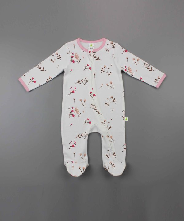 Red Bloom Long Sleeve Zipsuit with Feet-imababywear