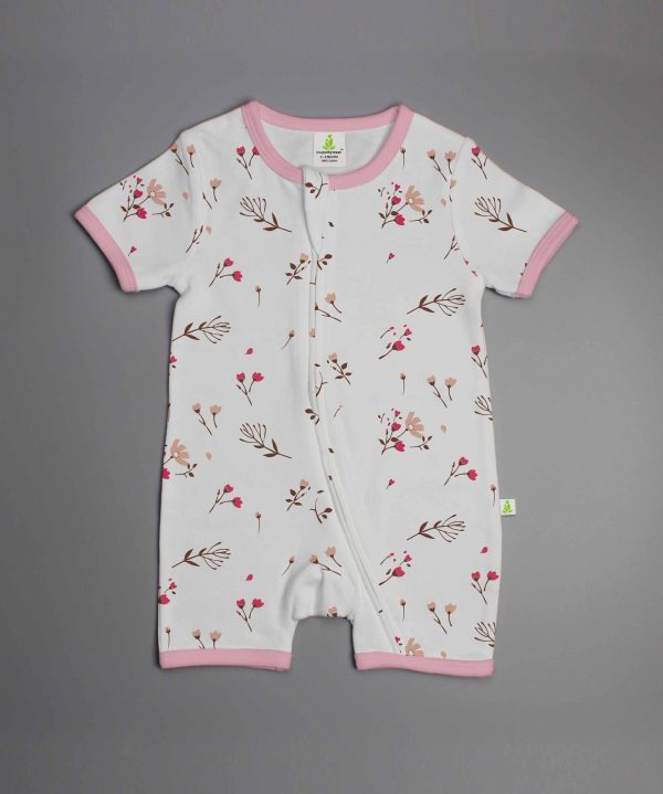 Red Bloom Shortsleeve Zipsuit-imababywear