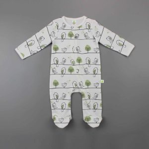 Tiny Tweets Long Sleeve Zipsuit with Feet-imababywear