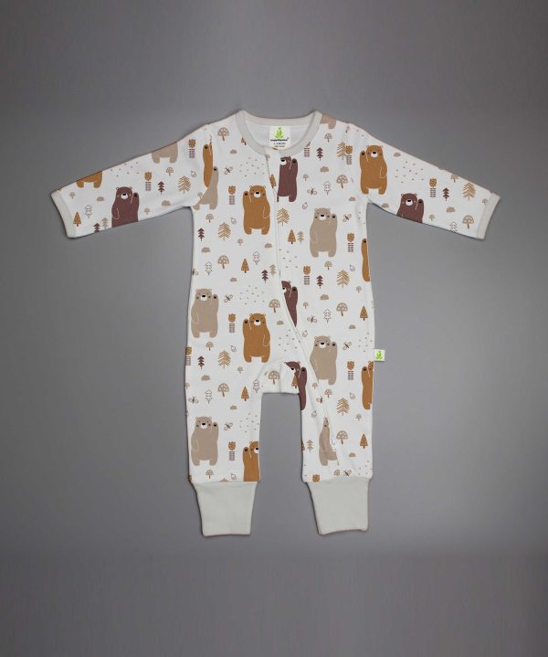 Woodland Bear Long Sleeve Zipsuit - imababywear