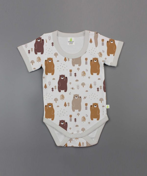 Woodland Bear Half Sleeve Bodysuit - imababywear