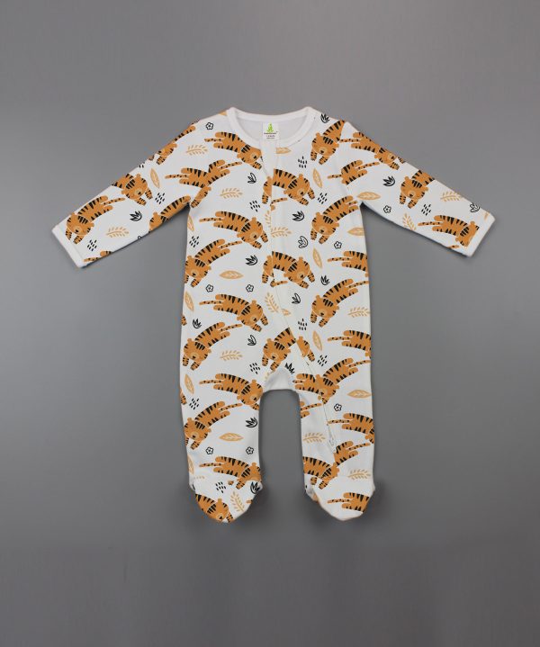 Tiger Cubs Long Sleeve Zipsuit with Feet-imababywear