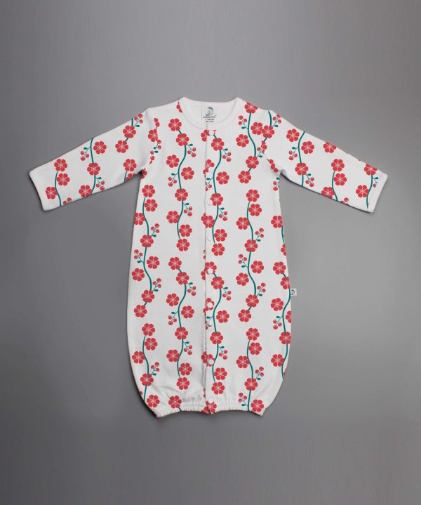 Red Blossom Convertible Sleepsuit-imababywear