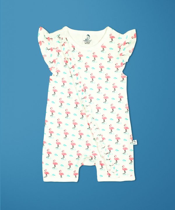 Miss Flamingo Short Sleeve Zipsuit-imababywear