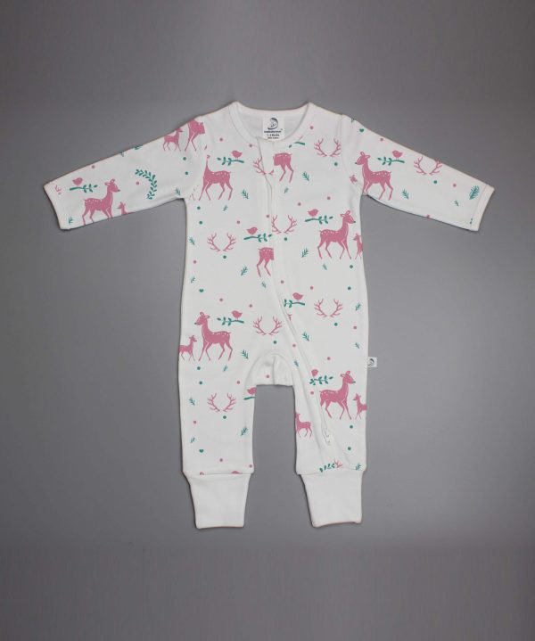 Woodland Deer long sleeve zipsuit-imababywear