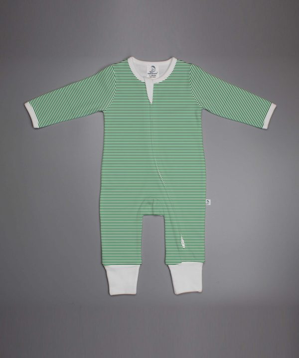 Green Stripes long sleeve zipsuit-imababywear