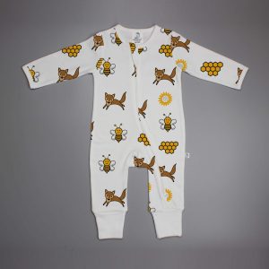 Happy Bees long sleeve zipsuit-imababywear