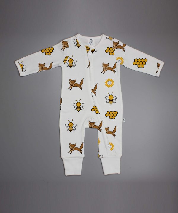 Happy Bees long sleeve zipsuit-imababywear