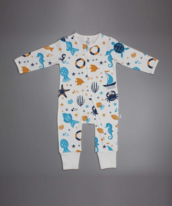 Marine Life Long Sleeve Zipsuit-imababywear