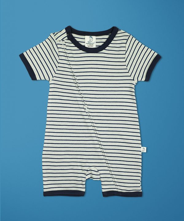 Nautical Stripes Short Sleeve Zipsuit-imababywear