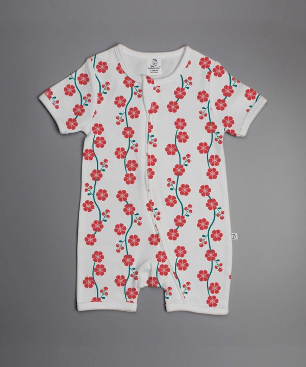 Red Blossom short sleeve zipsuit-imababywear