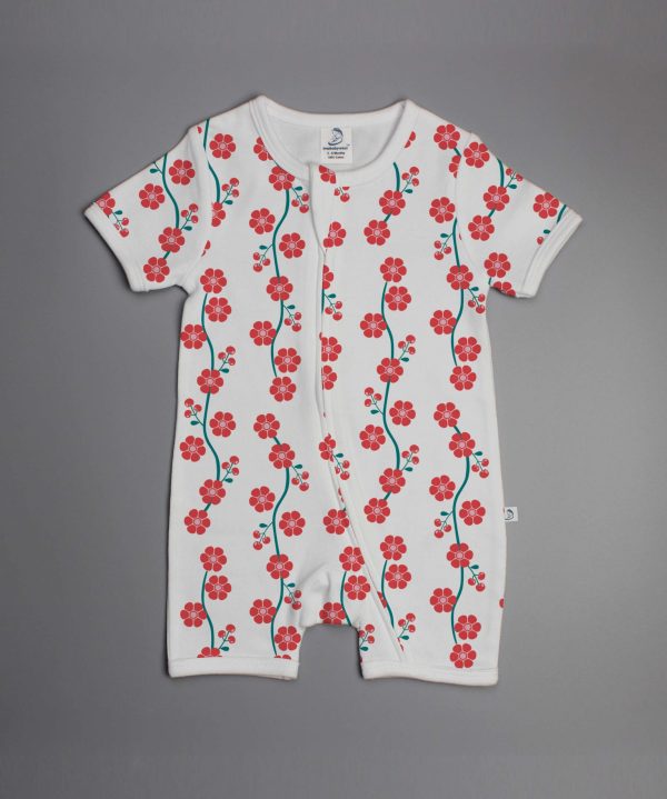 Red Blossom short sleeve zipsuit-imababywear