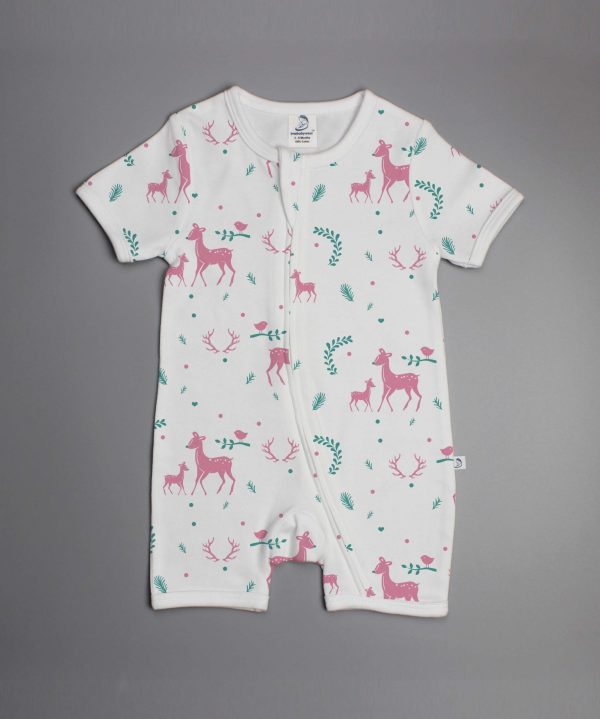 Woodland Deer short sleeve zipsuit-imababywear