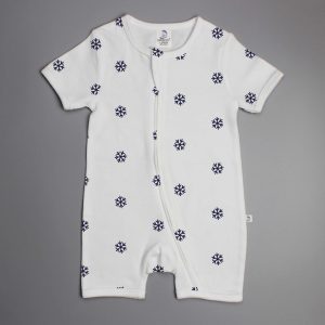 Snow Flakes short sleeve zipsuit-imababywear