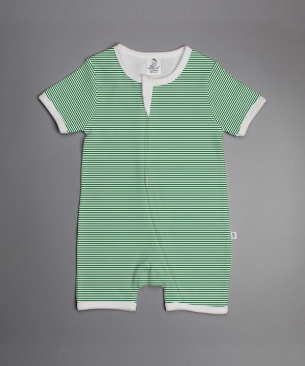 Green Stripes short sleeve zipsuit-imababywear